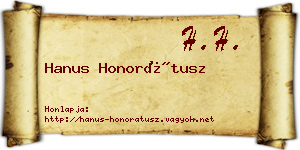 Hanus Honorátusz névjegykártya